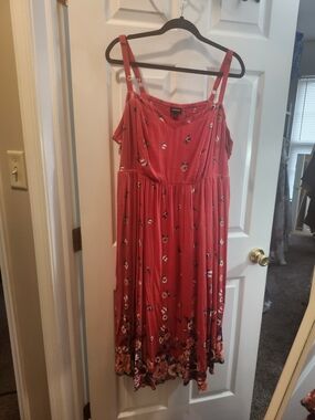 Torrid Floral Red Sleeveless Midi Dress, Torrid 3 = 3X